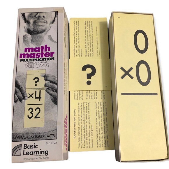 Vintage Math Master Vertical Format Drill Flash Cards Complete Set 3”X10” - Picture 5 of 10